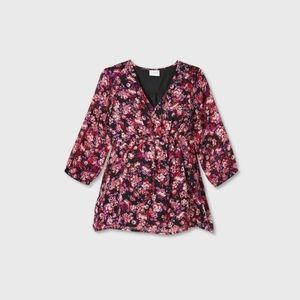 Maternity 3/4 Sleeve Button Chiffon Woven Blouse